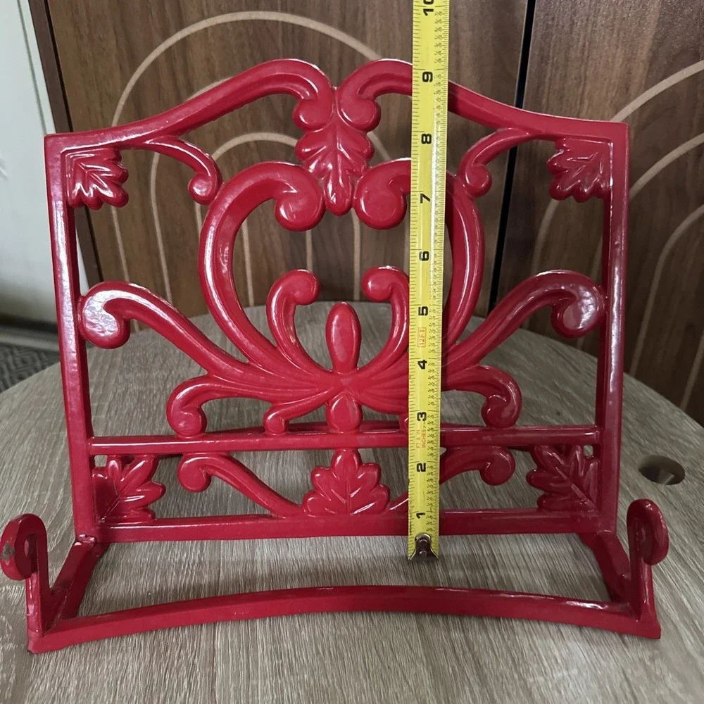 Red Enamel Cast Iron Cookbook Holder 11